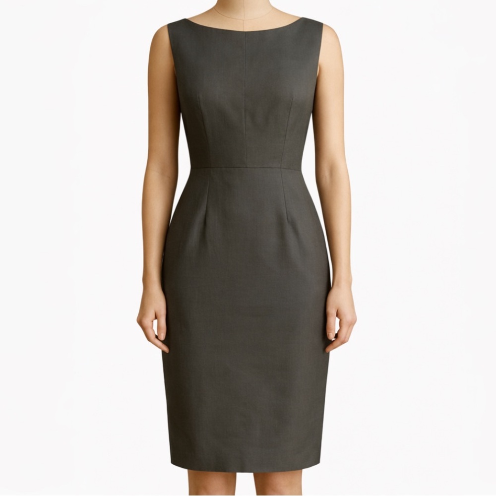 Teenflo Gray Linen Blend Sheath Sleeveless Dress